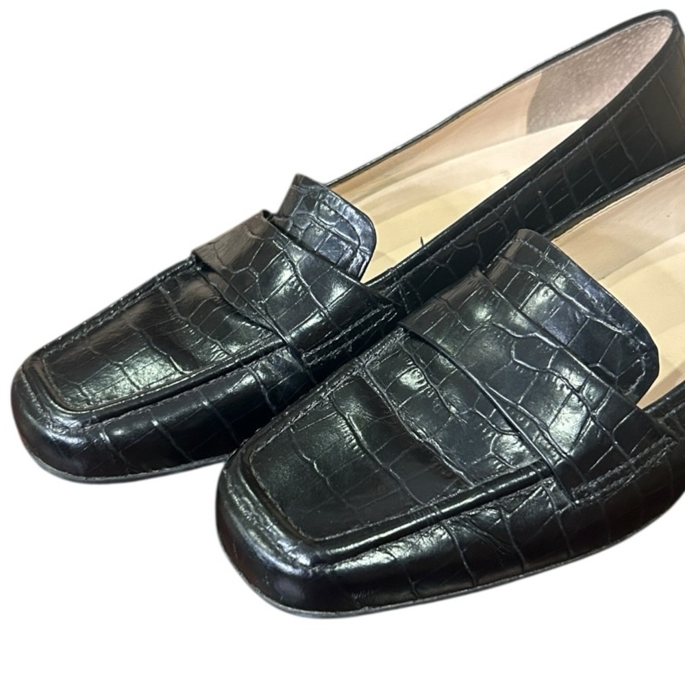 Rockport Embossed Square Toe Leather Loafers Black Size 7 - Picture 4 of 11